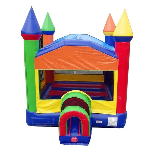 Compact Kids Rainbow Indoor Inflatable Bounce House with Blower